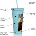 Hot selling 22 oz Colored Acrylic Reusable Cups Double Wall Matte Plastic Bulk Tumblers with lid and straw